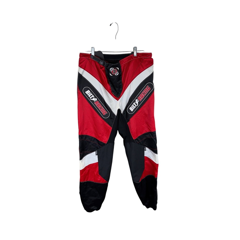 Bilt Racing Men Red Black White Motocross Riding Pants Size 38 Waterproof Coated